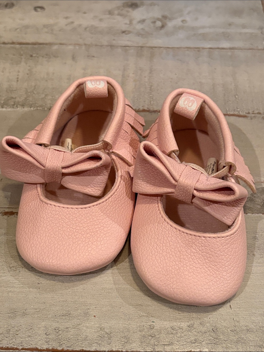 Stepping Stones Pink Leather Bow Moccasins